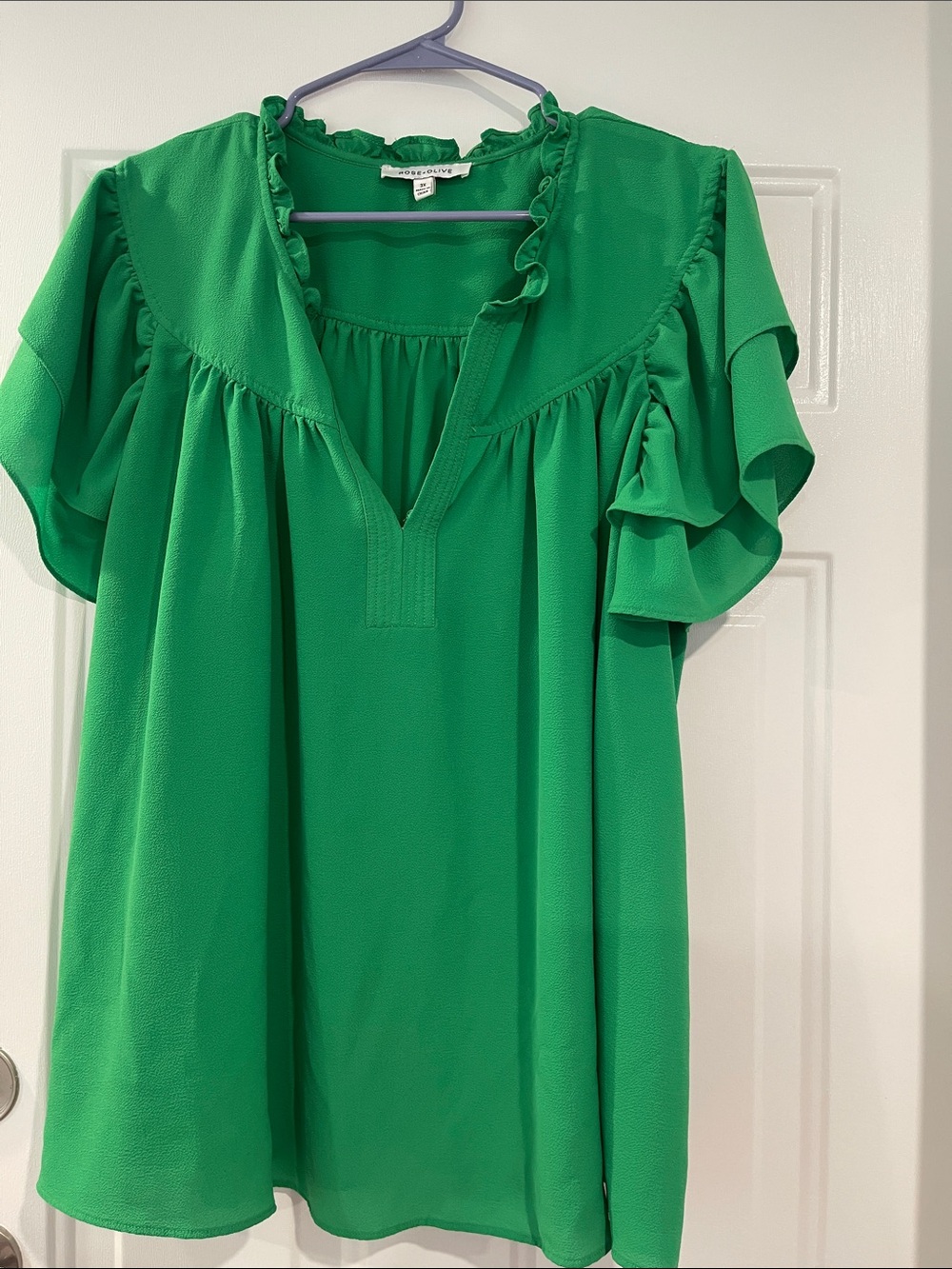 Rose & Olive Emerald Green Ruffle Sleeve Tunic